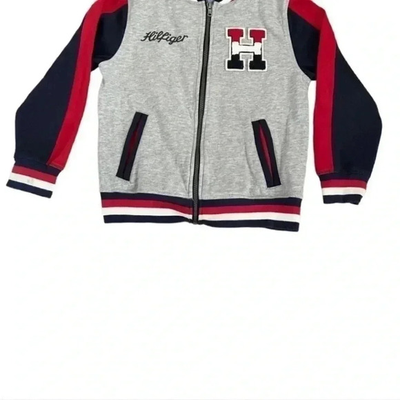 Tommy Hillfiger Big Boys Wayne Gray Rec Colorblocked Varsity Jacket SZ S - Picture 3 of 12
